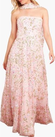 Needle & Thread Dream Garland Strapless Gown in Seashell/multi at Nordstrom, Size 12
