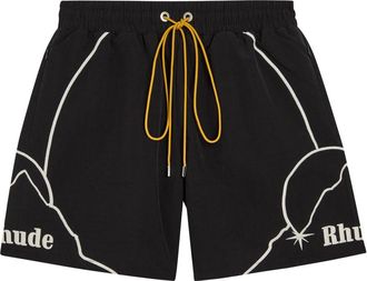 Rhude Rhude Moonlight Embroidered Shell Shorts - Black - XL
