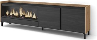 Skraut Home Skraut Home - Mueble Tv, Televisi&oacute;n, Muebles De Sal&oacute;n, Almacenaje, 212x35x61cm, Para Tv Hasta 80, Chimenea El&eacute;ctrica Xxl, Dise&ntilde;o Industrial, Estilo Mo