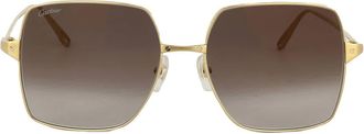 Cartier Santos de Cartier Brown Square Ladies Sunglasses CT0297S 002 57