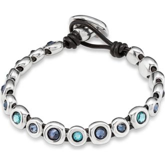 UNOde50 Leather bracelet with sterling silver-plated beads at Nordstrom, Size Medium