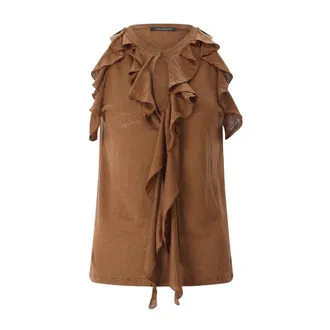 Luisa Cerano Linen Jersey Top - female - Luisa Cerano - Blouses - Brown - XS - Blouses & Shirts