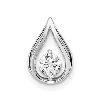 Diamond2Deal 14k White Gold 1/4 Ct Lab Grown Diamond Teardrop Chain Slide Pendant