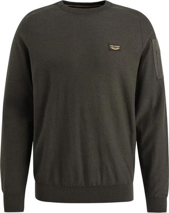 PME Legend Klassieke Amerikaanse R-Neck Gebreide Trui - Heren - Ronde hals truien - Groen - 2XL - Katoen - Truien & Vesten