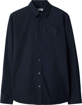 Burberry Equestrian Knight shirt - men - Mother of Pearl/Cotton - M - Blue