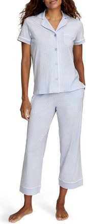 Petite Plume Classic Lightweight Pima Cotton Crop Pajamas in Blue at Nordstrom, Size X-Large
