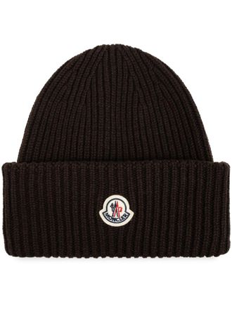Moncler Dark Brown Logo Beanie Cap
