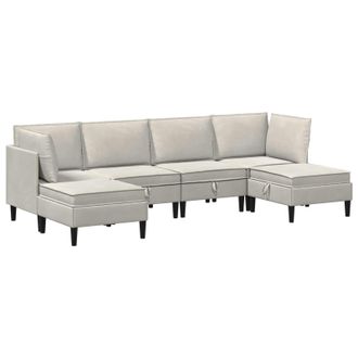 vidaXL Juego De Muebles De Sal&oacute;n Con Coj&iacute;n 6 Pcs Crema Terciopelo Vidaxl