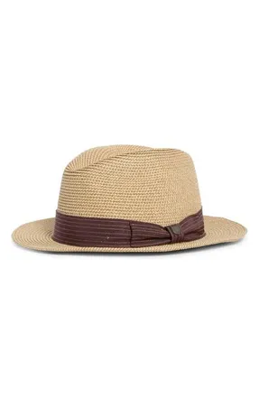 Brixton Roma Packable Straw Fedora in Multi Brown/Chocolate at Nordstrom, Size Small