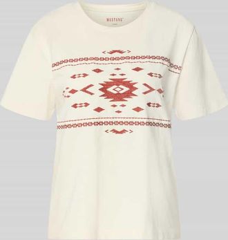Mustang Jeans Mustang Regular Fit T-Shirt mit Allover-Stitching Modell FLORIS in Offwhite, Gr&ouml;&szlig;e XL
