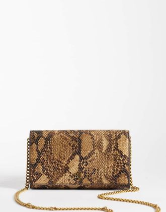 Ralph Lauren Borsa effetto pitone marrone con catenina lunga
