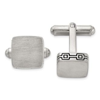 Diamond2Deal Stainless Steel Brushed Black Oxidized Cuff Links