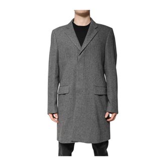 Dolce & Gabbana Grijze Wollen Trenchcoat met Peak Revers - Heren - Mantel - Grijs - XL - Wol - Jassen
