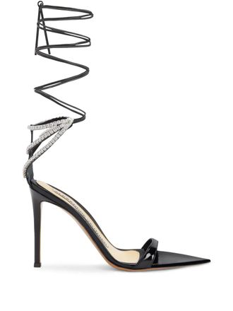 Alexandre Vauthier 111 rhinestone-embellished sandals - women - Leather/Polyurethane/Calf Leather - 38.5 - Black