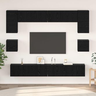 Berkfield Home with Shelf Wall-mounted Other with Storage with Door 8 pcs Black oak 100 x 30 x 30 cm Engineered wood