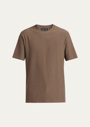 Giorgio Armani Mens Wool Textured Chevron Crewneck T-Shirt
