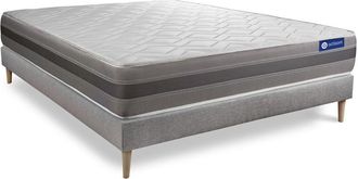 Actisom Somier Gris + Colch&oacute;n Con Muelles Y Viscoel&aacute;stica 160 X 220