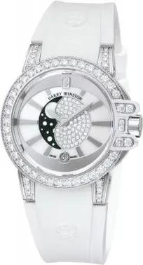 Harry Winston Ocean Moon Phase Mother of Pearl Dial 18kt White Gold Diamond Ladies Watch OCEQMP36WW003