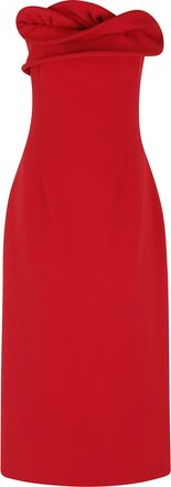 Magda Butrym Red Floral Swirl Wool Corset Midi Dress