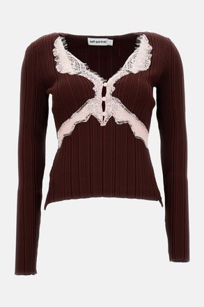 Self Portrait Top In Maglia Di Pizzo