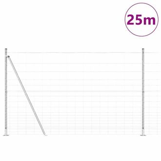Berkfield Home Modern Field Fence 1.5x25 m Galvanised Steel in Silver
