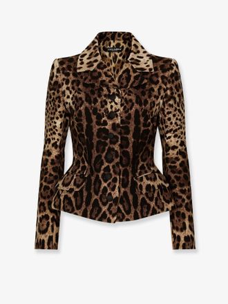 Dolce & Gabbana Blazer in doppio cr&ecirc;pe di lana stampa Leopardo - DOLCE & GABBANA - gender_Woman