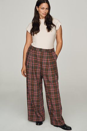 Maeve Avery Wide-Leg Pleated Trousers Pants