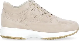 Hogan Beige Interactive Suede Perforated Sneakers