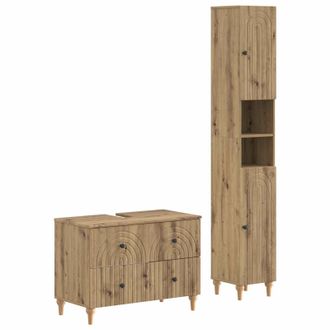 vidaXL Juego De Gabinete De Ba&ntilde;o De 2 Piezas Alkmaar Roble Artisan Vidaxl
