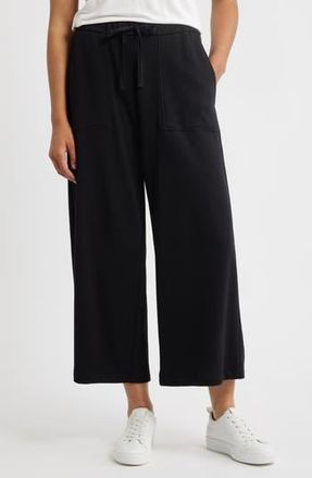 Eileen Fisher Organic Cotton Ankle Wide Leg Pants in Black at Nordstrom Rack, Size X-Small