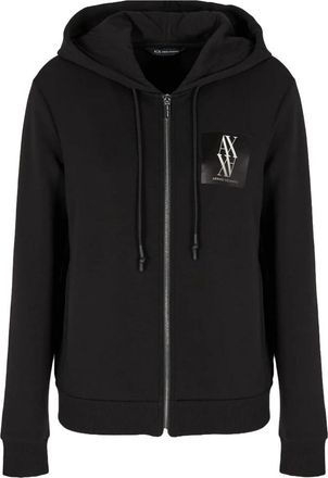 A|X Armani Exchange Zwarte hoodie met ritssluiting zakken - Dames - Vesten met rits - Zwart - XS - Hoodies & sweatvesten