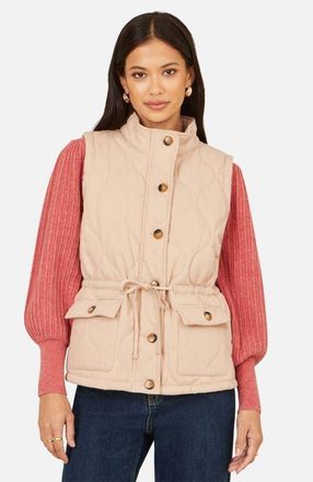Yumi Quilted Utility Gilet in Taupe at Nordstrom, Size X-Large