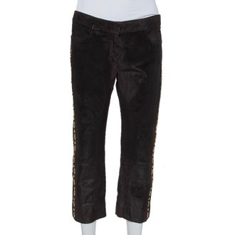 Roberto Cavalli Brown Leather Vintage Cropped Trousers