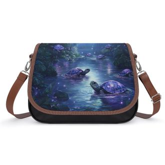 Generic Turtle in Forests Crossbody Bags for Women Fashion Leather Shoulder Handbags With Adjustable Strap