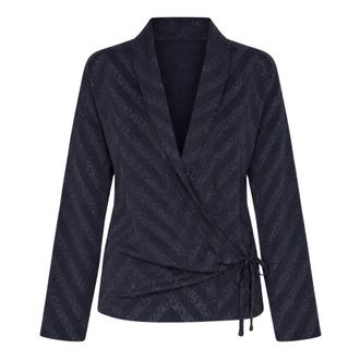 Akep Camicia vestaglia lurex - Dames - Tops - Blauw - Maat: L Viscose