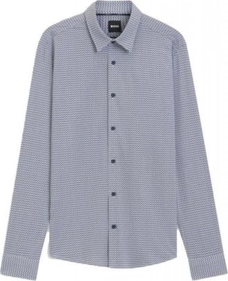 HUGO BOSS Overhemden, Heren, Blauw, M, Leer, Boss - Shirts > Overhemden