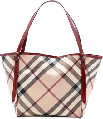Burberry Pre-owned Tote Bags, female, Brown, Size: ONE SIZE Pre-owned Check Tote Bag