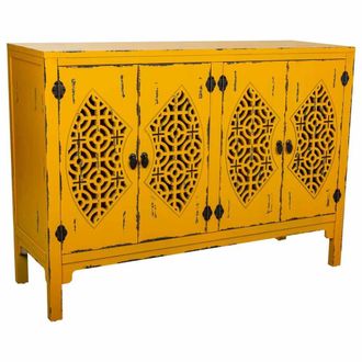 Wanderlust Deco Aparador de madera amarillo 120x40x86.5