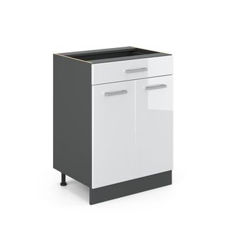 Vicco Mueble Bajo De Cocina R-line, Blanco Alto Brillo, 60 Cm Con Caj&oacute;n, Sin Encimera Vicco