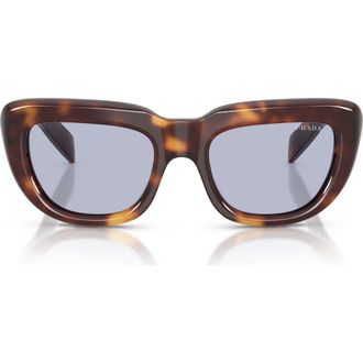 Prada 53mm Rectangular Sunglasses in Classic Tortoise /Blue at Nordstrom