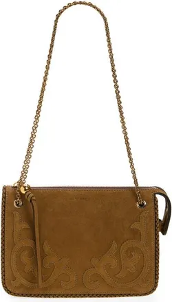 Etro Patch Suede Crossbody Clutch in Ochre at Nordstrom