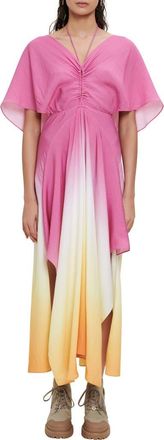 Maje Rachelly Dip Dye Batwing Sleeve Midi Dress in Candy Pink at Nordstrom Rack, Size 10 Us / 42 Fr