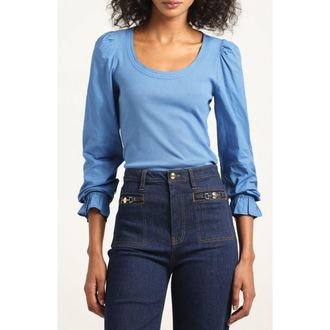 Derek Lam Aishah Scoop Neck Long Sleeve Top in Winter Sky at Nordstrom Rack, Size X-Small
