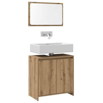 Berkfield Home Durable 2 Piece Bathroom Furniture Set Artisan Oak Engineered Wood in Brown