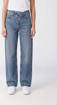 A Gold E Arc Criss Cross Baggy Jeans with Mid-Rise Asymmetric Closure