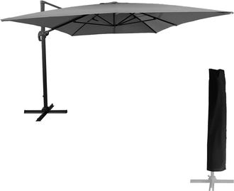 Happy Garden Sombrilla rectangular 3x4m tela gris con funda