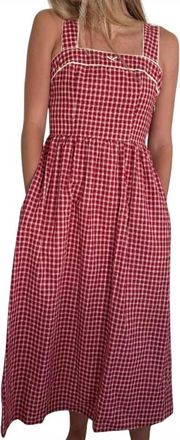 Bailey Rose Logan Gingham Lace Sleeveless Midi Dress In Red