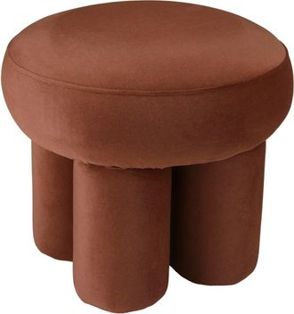 Macabane Puf de dise&ntilde;o n.&ordm; 2 en tejido efecto terciopelo marr&oacute;n