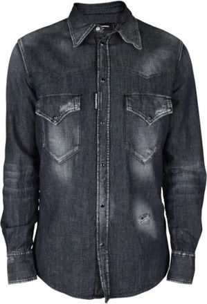 Dsquared2 New Western Shirt - Heren - Spijkeroverhemden - Zwart - M - Katoen - Overhemden