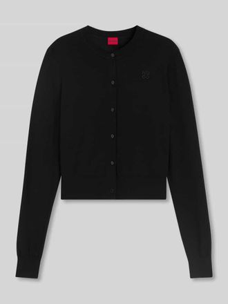 HUGO BOSS Regular Fit Strickjacke aus reiner Schurwolle Modell SFABRI in Black, Gr&ouml;&szlig;e XXL